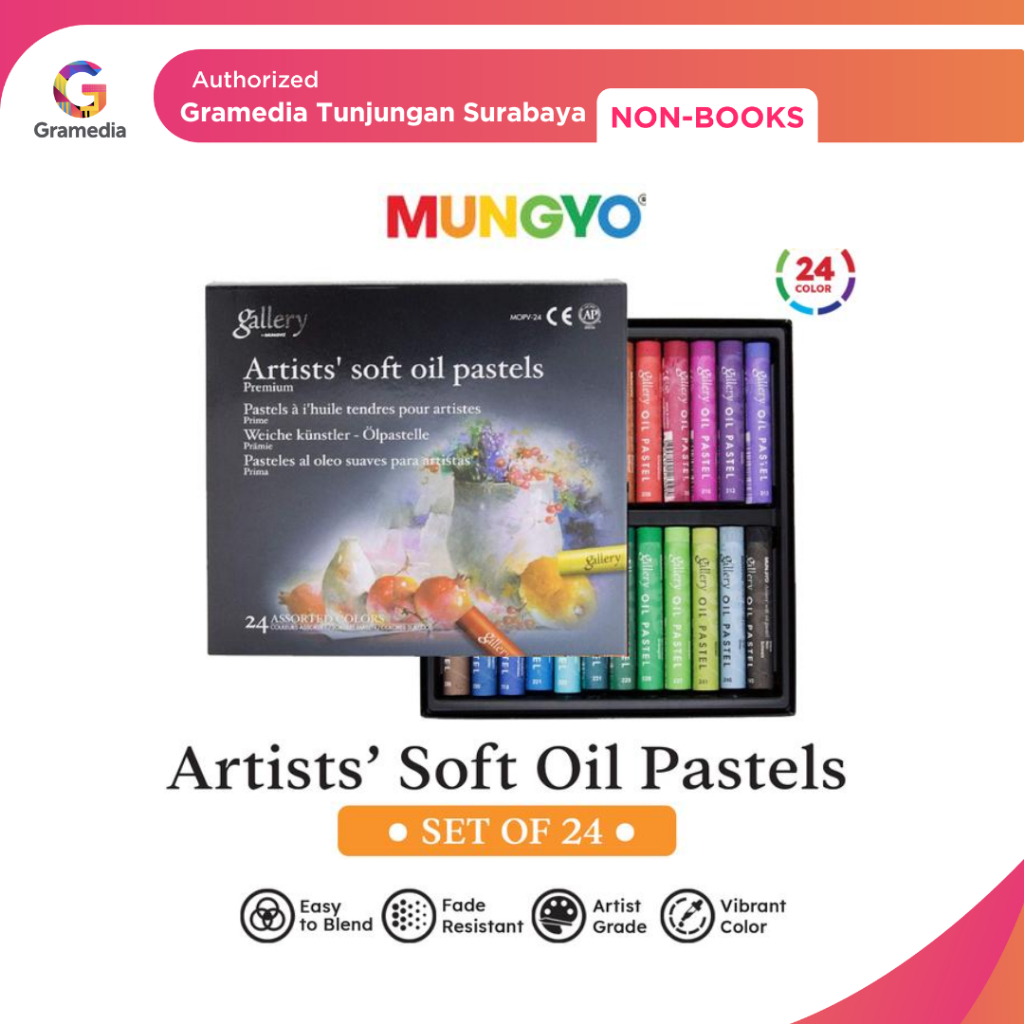 Gramedia Tunjungan: Mungyo Gallery Artists Soft Oil Pastel Set ดินสอสีน้ํามัน - SET 24