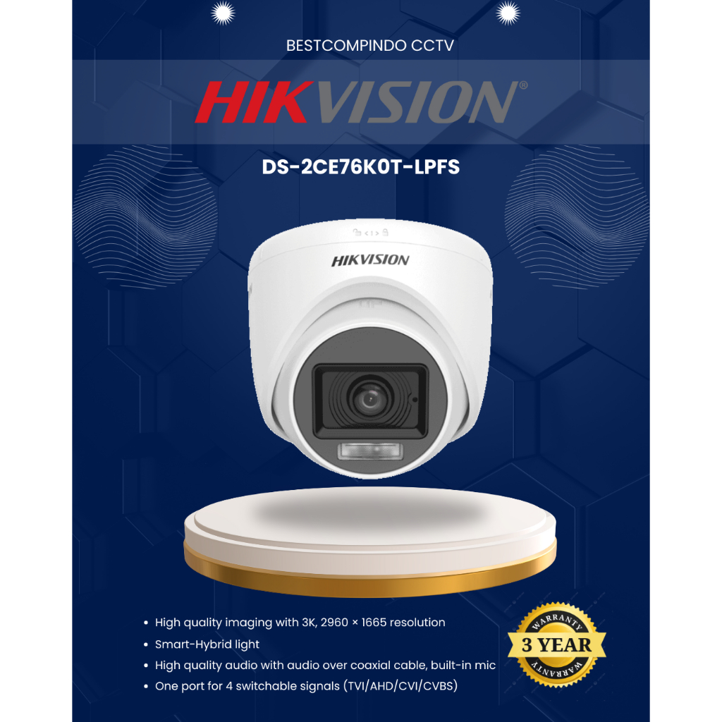 HIKVISION DS-2CE76K0T-LPFS กล้องในร่ม | กล้องวงจรปิด HIKVISION | กล้องวงจรปิดภายในอาคาร