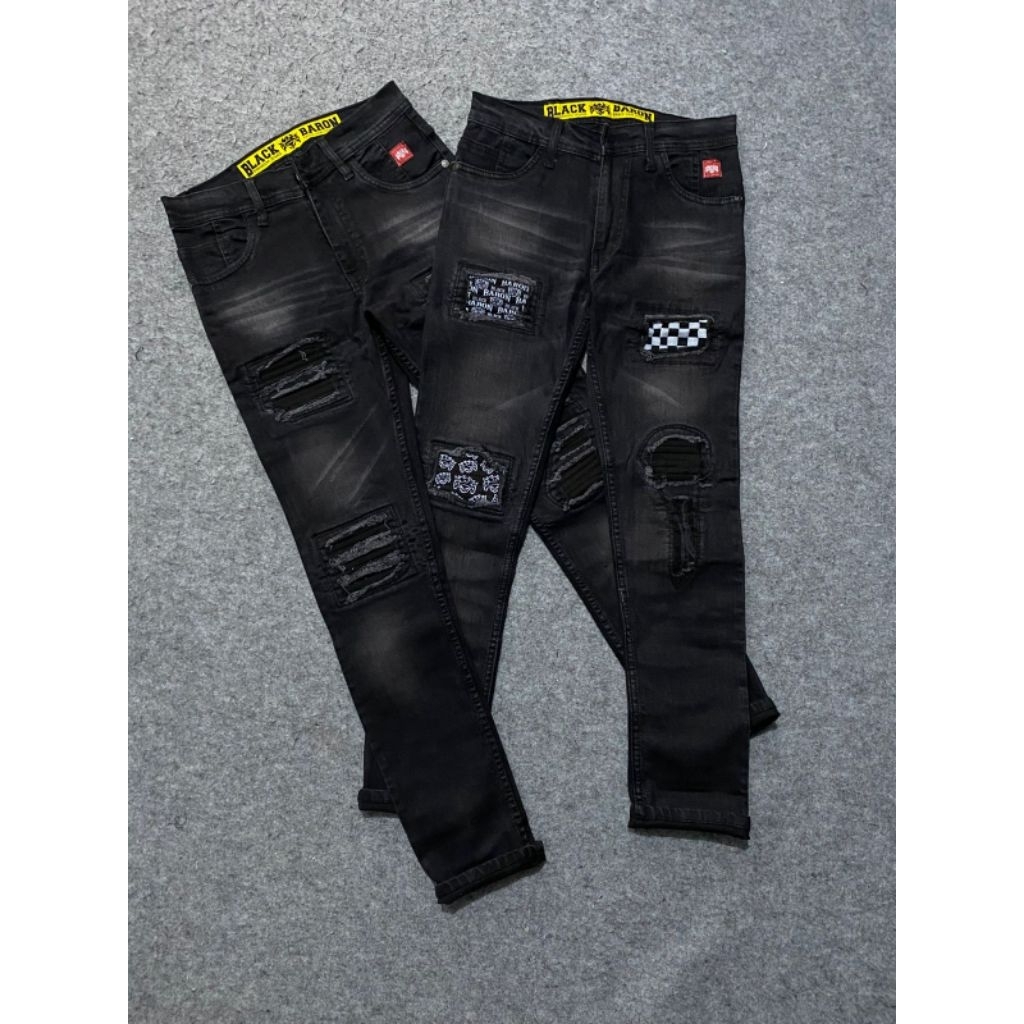 กางเกงยีนส์ขายาว rucas ล่าสุด black baron ซีซั่น 2/กางเกง Baron สีดําดั้งเดิม origa premium street s