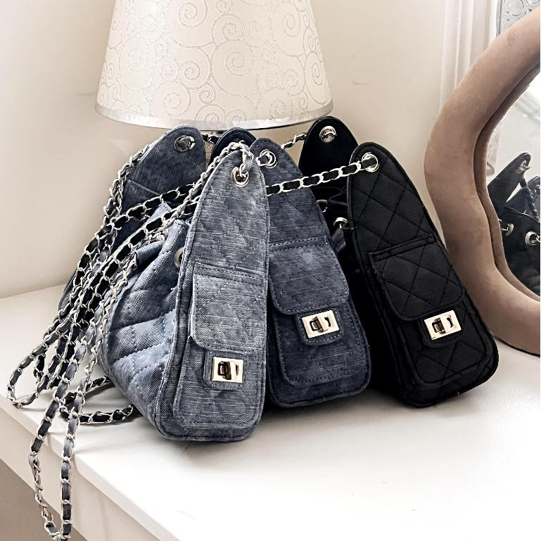 TASSGEMES - Syifaju Womens Shoulder Bag Chain Syifa Hadju Drawstring Aesthetic Denim