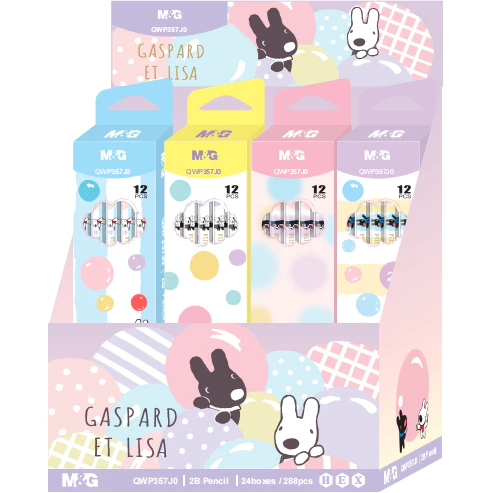 M&G Gaspard et Lisa ดินสอ 2B QWP357J0 - ดินสอ 2B พร้อมดินสอสีน่ารัก รูปทรงหกเหลี่ยม