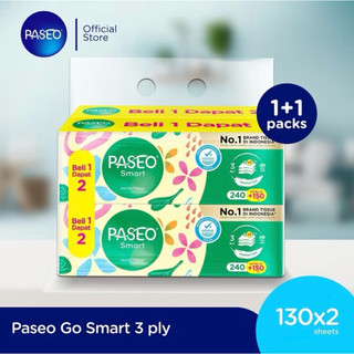 Paseo Smart 390ply, 130sheet 3ply, Multipack isi 2 Pack Tissue Wajah Tisu Serbaguna