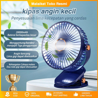 Kipas Angin Klip 30000mAh Desktop Kipas Angin Isi Ulang USB dengan Lampu Malam Bisu Kipas Angin Mini Siswa Kantor Portabel Umur Panjang Kipas Angin Clip 720° Rotating