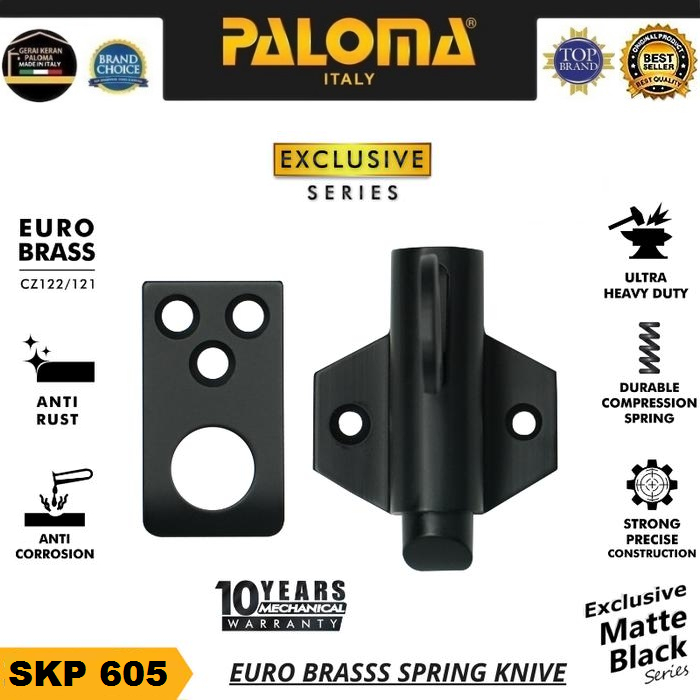 PALOMA SKP 605 Spring Knives Window Slot Latch EXCLUSIVE BRASS Matte Black