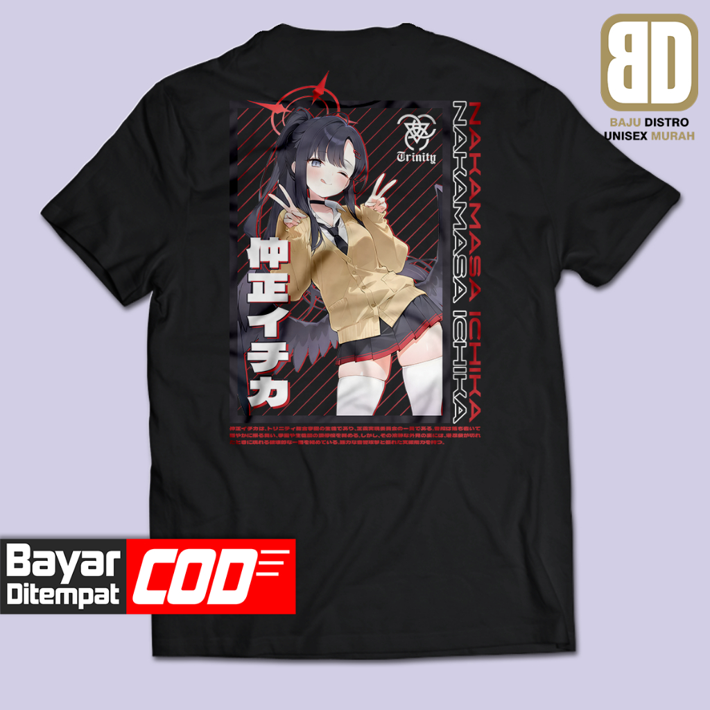อะนิเมะเสื้อยืด NAKAMASA ICHIKA BLUE ARCHIVE มังงะ Tshirt Unisex ญี่ปุ่น WIBU BRAIN CLOTHES