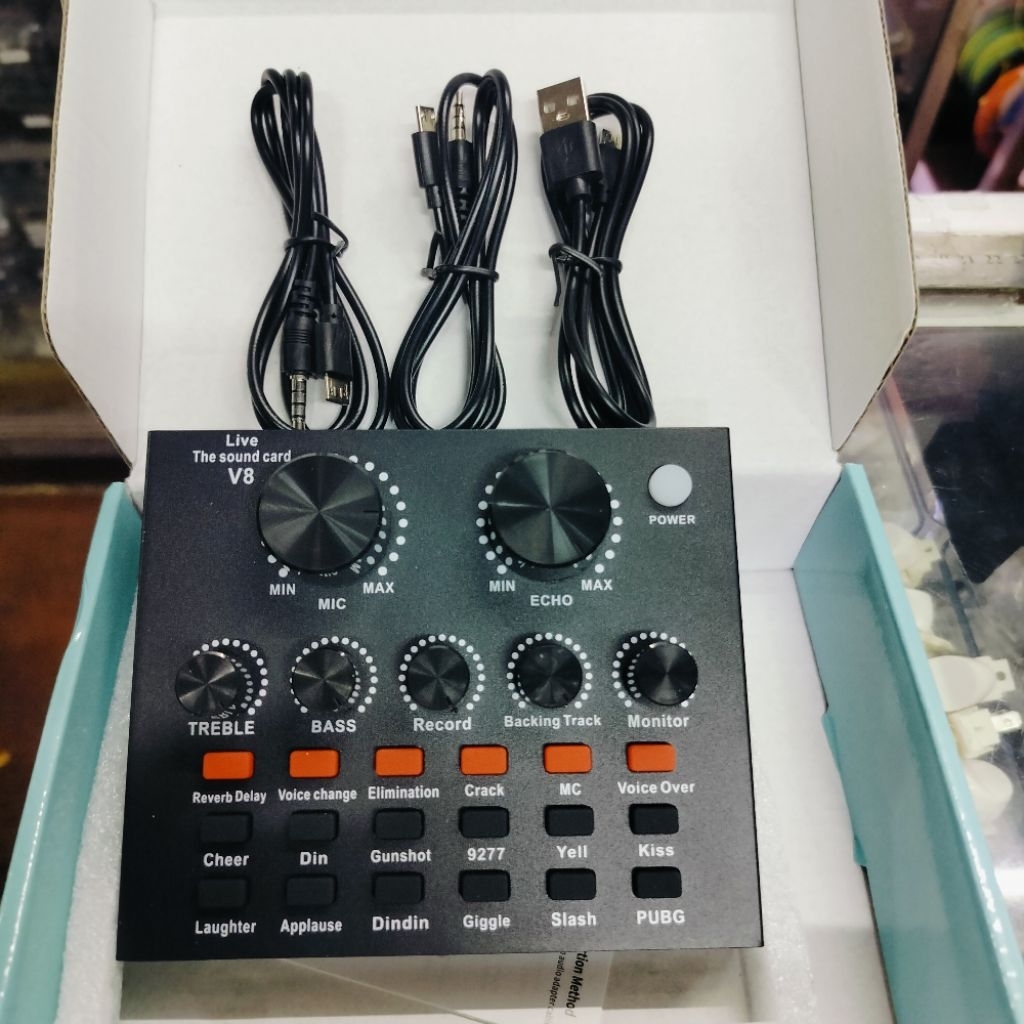 การ์ดเสียง V8 Mixer การ์ดเสียงภายนอก V8 เสียง USB ถ่ายทอดสด V8