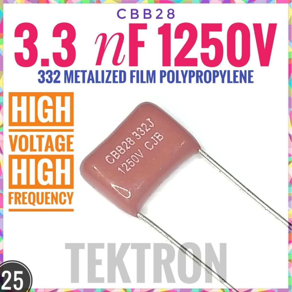 CBB28 332J 1250V 3.3nF 3n3 3n3F 332 CBB Melatized Film Capacitor แรงดันไฟฟ้าสูงความถี่