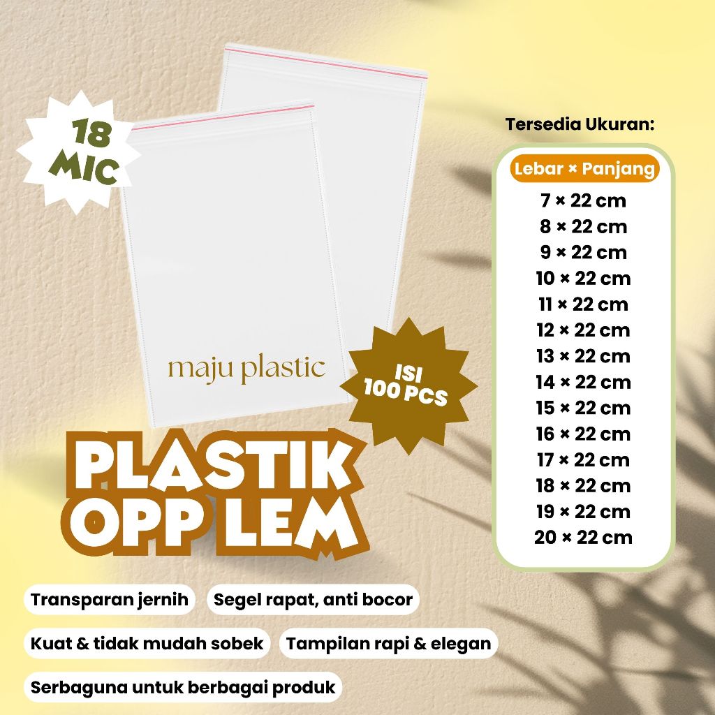 (คละไซส์ได้! เนื้อหา 100 ชิ้น) กาวพลาสติก OPP 7X22; 8X22; 9X22; 10X22; 11X22; 12X22; 13X22; 14X22; 1