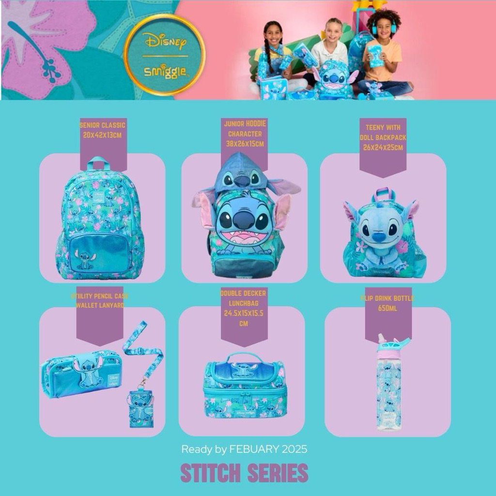 Stitch กระเป๋าเด็ก/กระเป๋าเป้สะพายหลัง/ขวด/กระเป๋าเปิดตัว/กล่องดินสอ