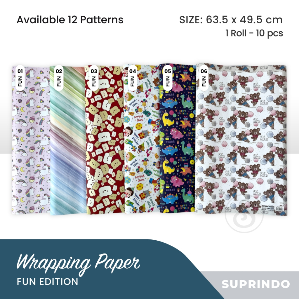 (10 แผ่น) KIDS / FUN MOTIF GIFT PAPER (63.5 x 49.5 ซม.)