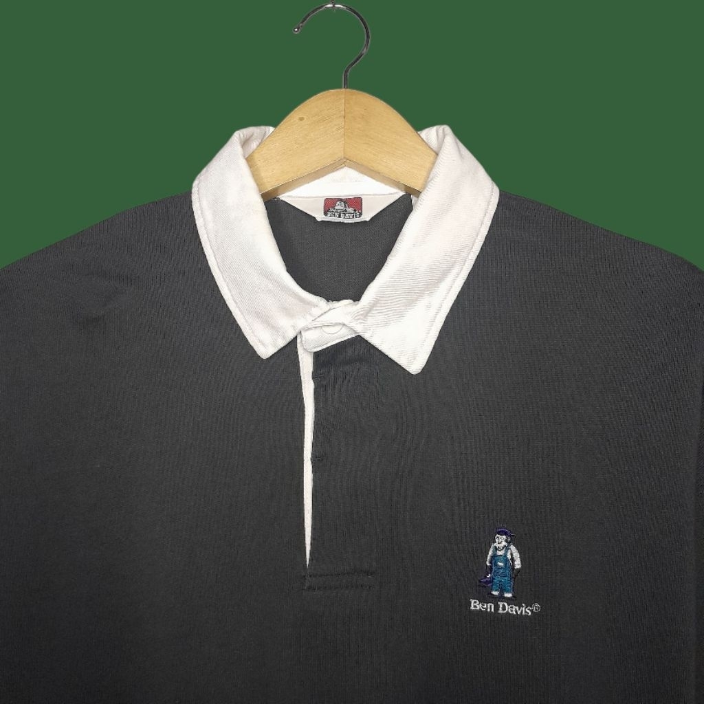 BEN DAVIS RUGBY Mens Boxy Collar T-Shirt, Mens Collared Top