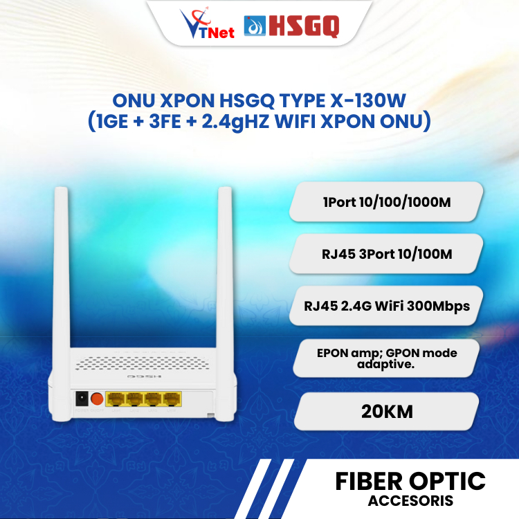ONU XPON HSGQ TYPE X-130W (1GE+3FE+2.4gHZ WIFI XPON ONU)