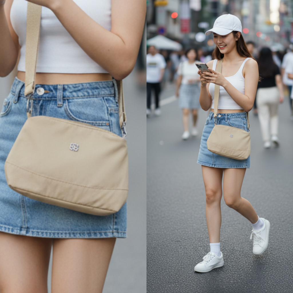 NUNA 503 - กระเป๋าสะพายข้างใบเล็กสําหรับเด็กผู้หญิงวัสดุร่มชูชีพกันน้ําน่ารักใช้สําหรับเด็กเล็กวัยรุ