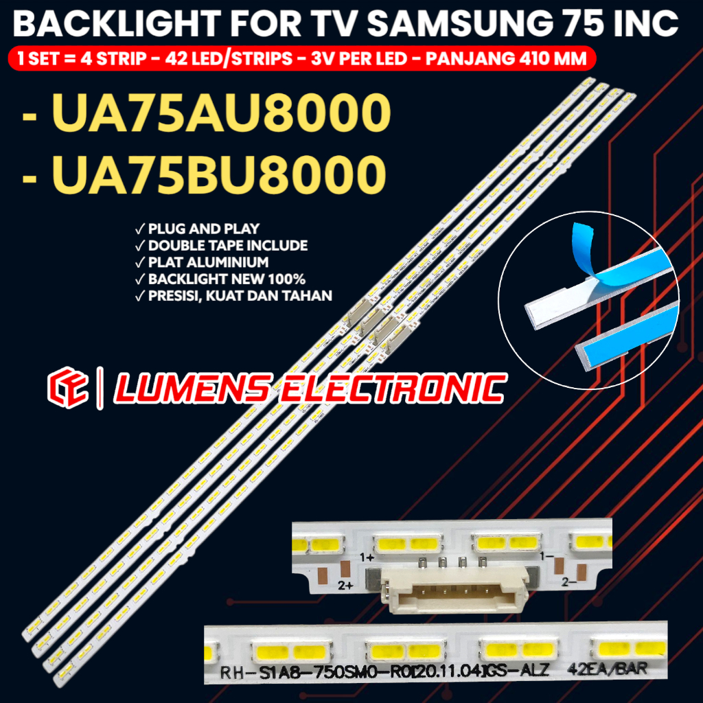 SAMSUNG 75 INCH TV BACKLIGHT 75AU8000 75BU8000 UA75AU7000 UA75AU8000 UA75BU8000 BL BN96-525948 รีฟ00