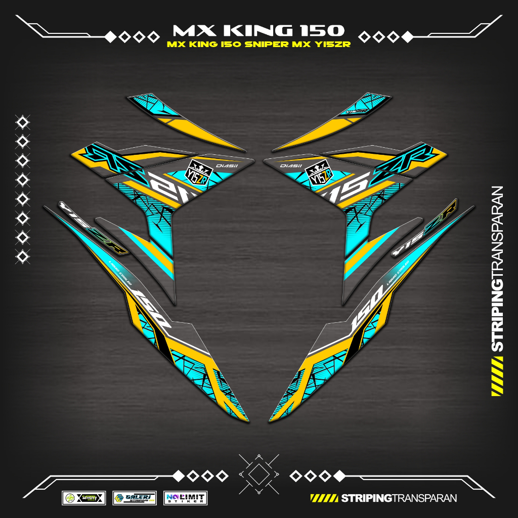 STRIPING MX KING 150 TRANSPARKENT UV MOTIF K8 สติ๊กเกอร์ Y15ZR SNIPER MXi 150 สติ๊กเกอร์ MX KING 150