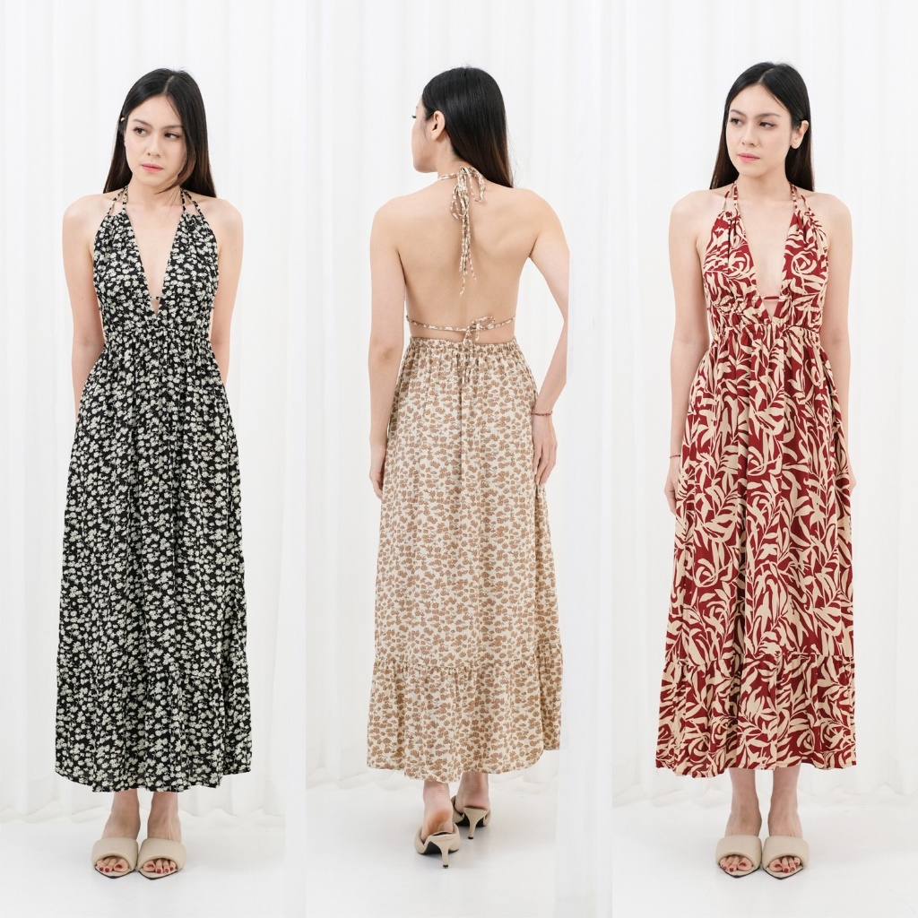 Mala Maxi Dress - เดรสเว้าหลัง เซ็กซี่ ยาว พรีเมี่ยม วัสดุเรยอน ลายดอก