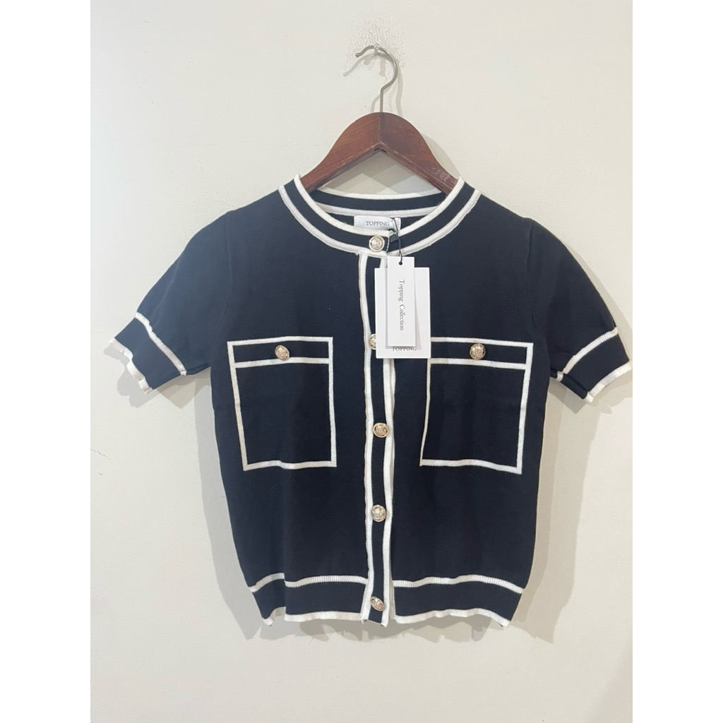 Topping collection เสื้อผ้าทวีตสีดํา