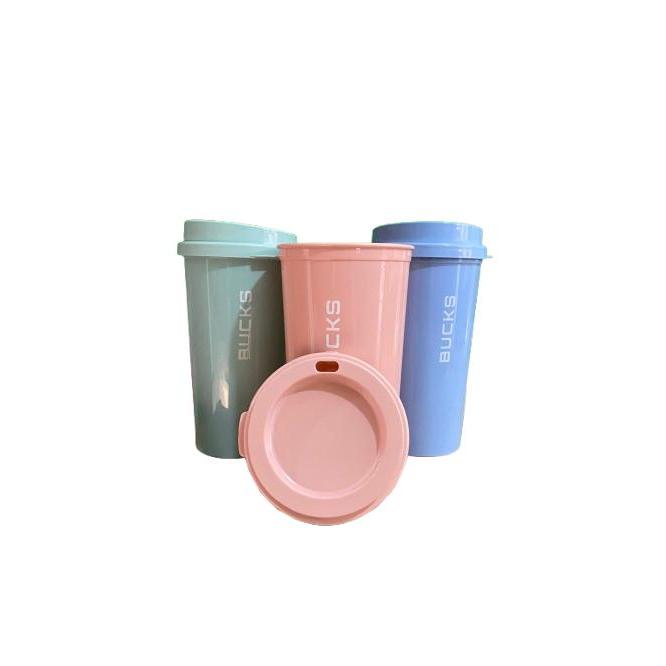 Tumbler Bucks ถ้วยพลาสติกพร้อมฝาปิด เครื่องครัว PP5 / ทนความร้อน / ปลอดสาร BPA