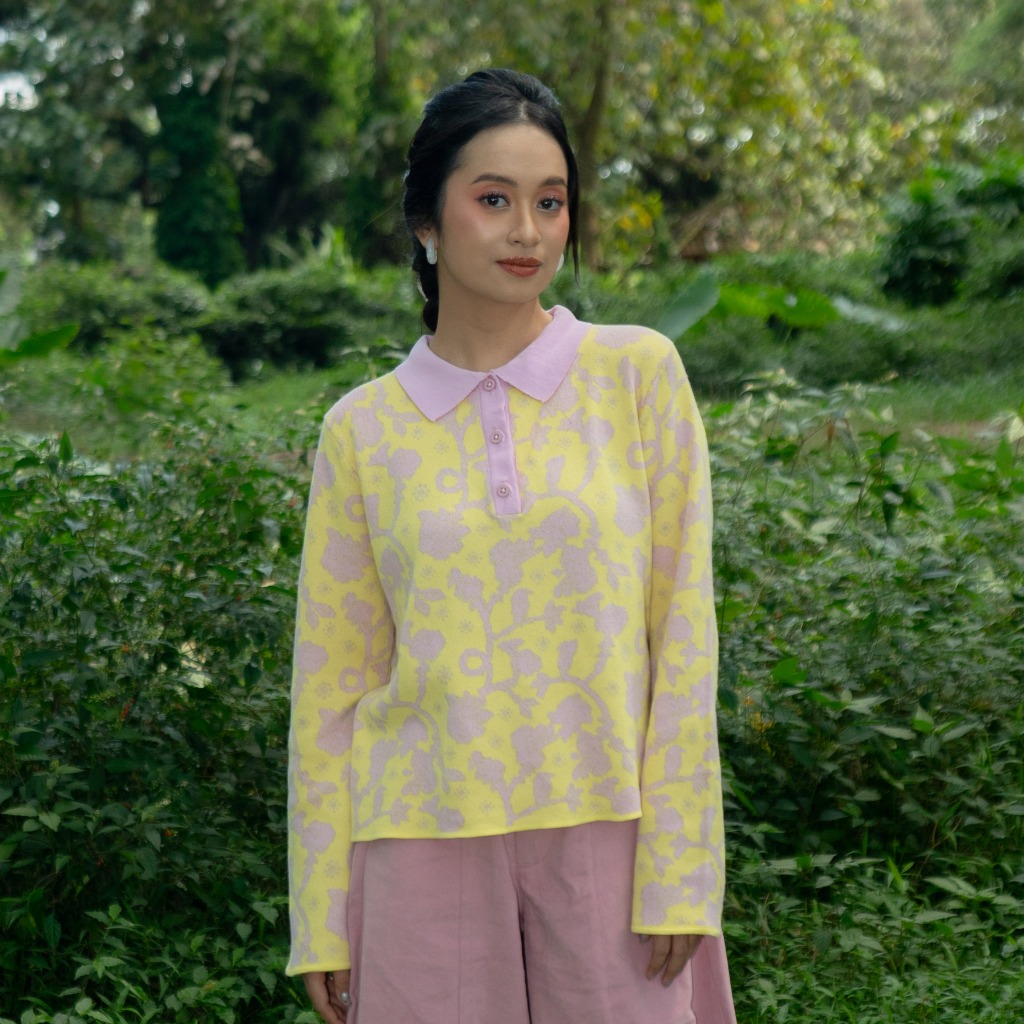 NONAETAL Velma Jalak Knit Polo แขนยาว