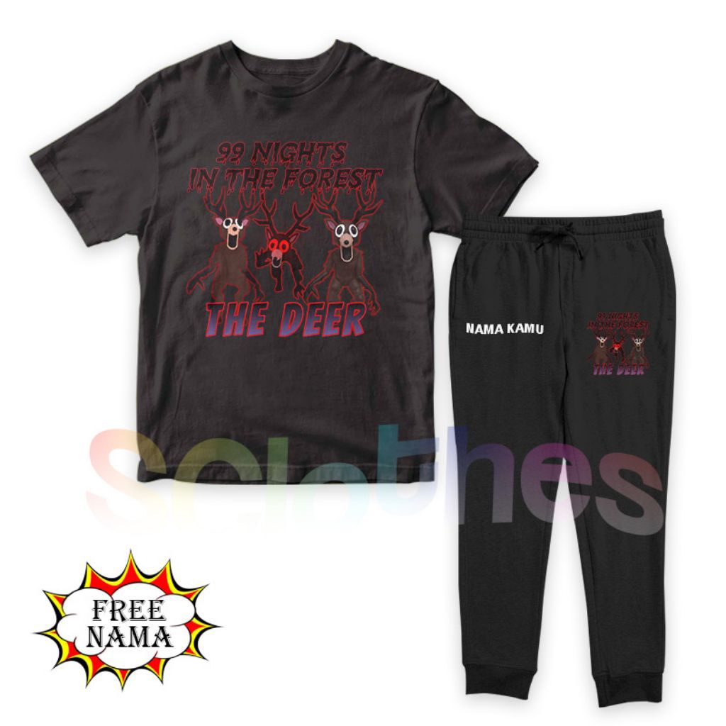 ชุดเสื้อยืดเด็ก Unisex DEER CHARACTER 99 NIGHTS IN THE FOREST ROBLOX