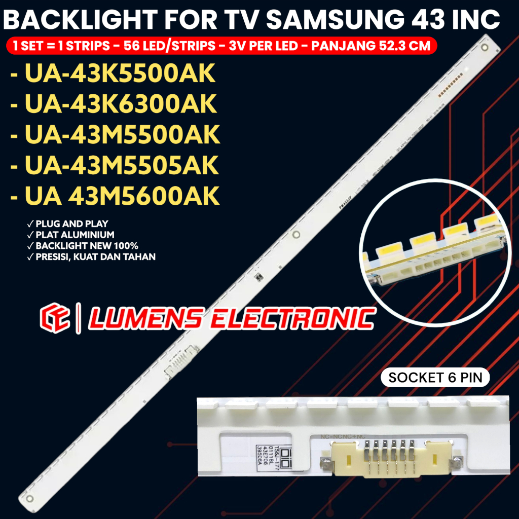 SAMSUNG 43 นิ้ว TV BACKLIGHT UA43K5500 UA43M5500 UA43K6300 HG43AE680 U6EY_430M0_LED56_R3[16.02.20]