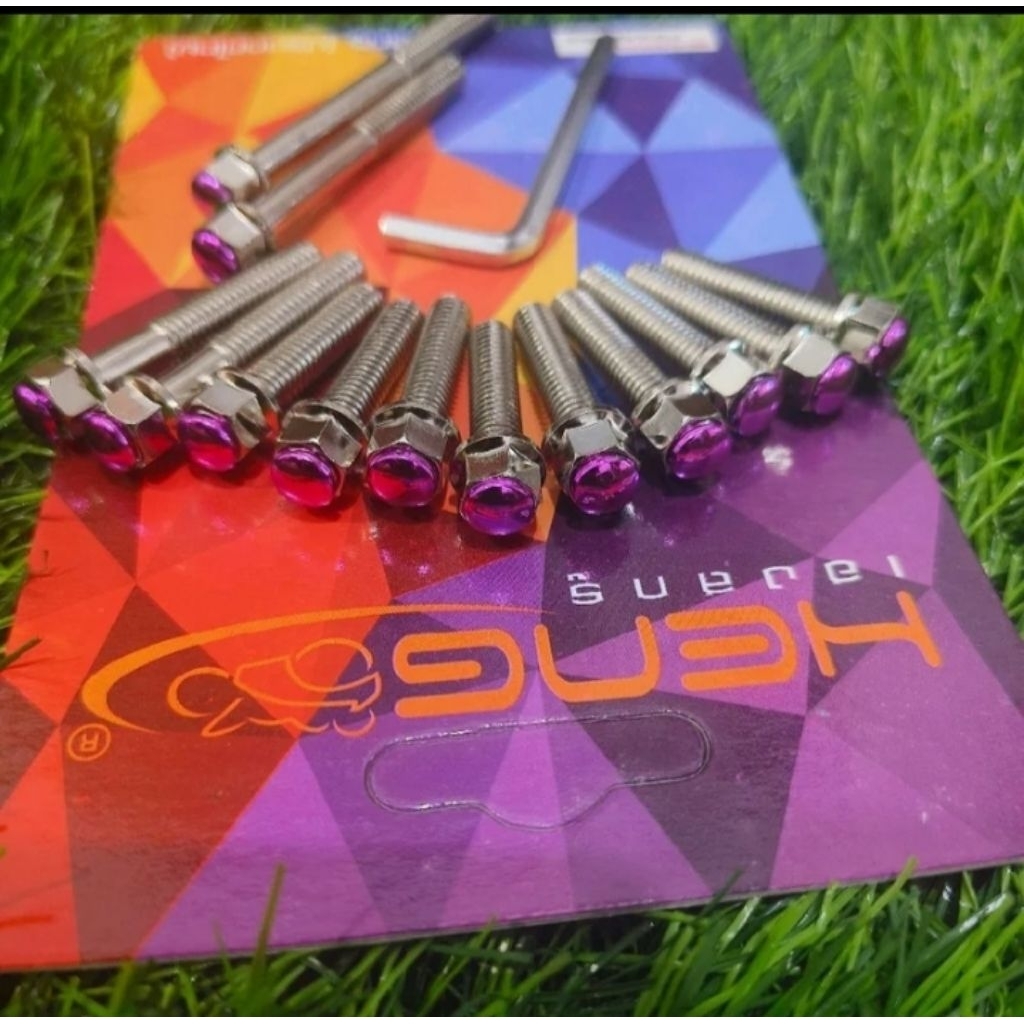 MESIN CVT BOLT 2 คีย์ HENG CHROME ENGINE BACK FULL SET PLUS ปุ่มโบลต์สีสําหรับ MIO SPORTY MIO SMILE 