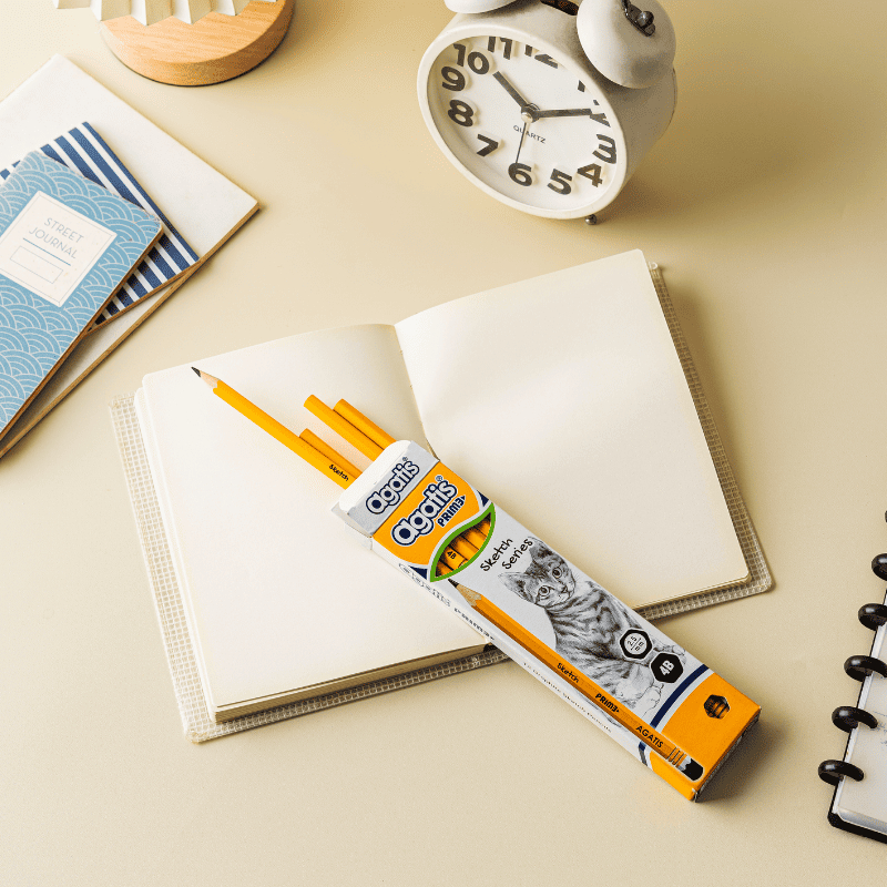 Asaba Stationery - Agatis Prime Wood Hexagonal Graphite Pencil 4B Card Box / 4b sketch Pencil บรรจุ 