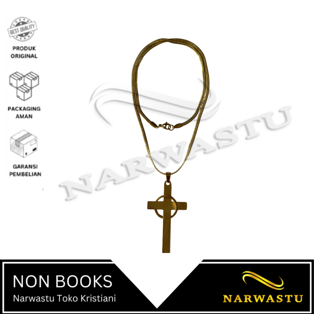 NARWASTU - สร้อยคอพร้อมจี้ไม้กางเขนสีทอง - VLT182