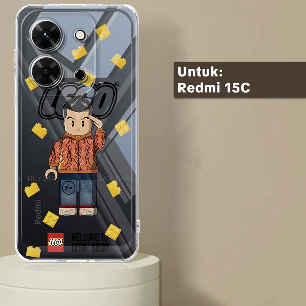 พรีเมี่ยม GLOSSY CLEARCASE เข็มทิศนุ่มสําหรับ REDMI 15C และ POCO C85 4G / 5G MOTIF PNG-LEGO-1