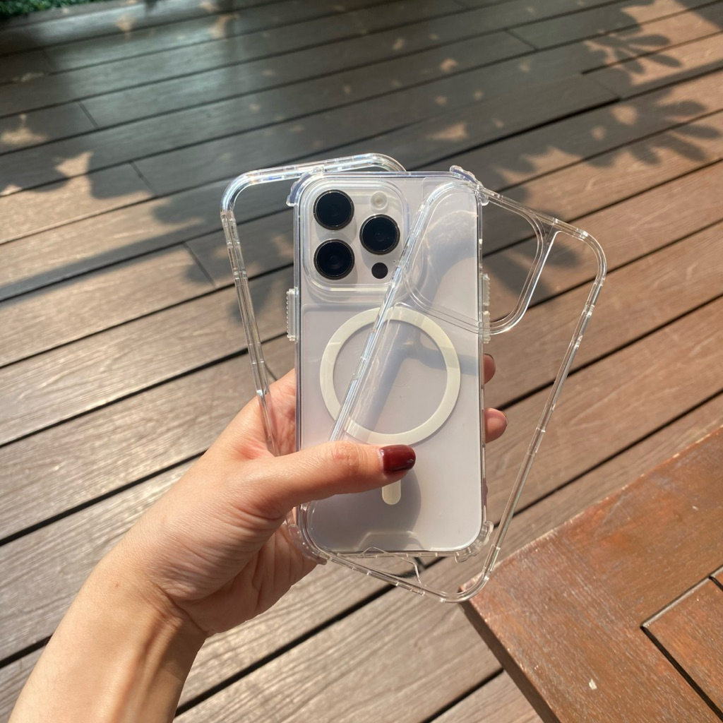3in1 Protection Magsafe Clear Case สําหรับ Iphone 11 - 16 Pro Max