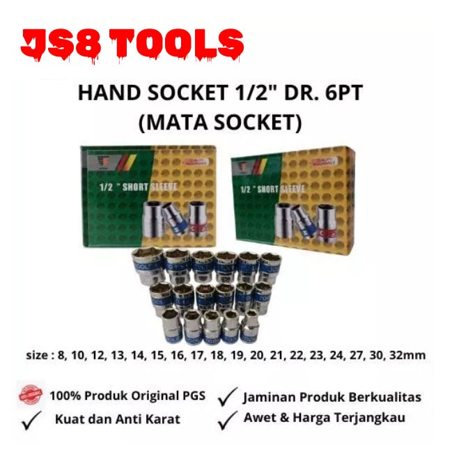 MATA PGS HAND SOCKET 1/2" DR. 6PT (ดอกจม)