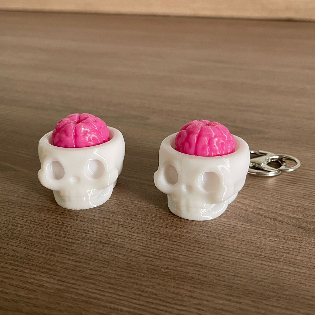 GANTUNGAN ASMR Skull Brain Fidget Clicker ของเล่นความเครียดบรรเทาที่ไม่ซ้ํากันน่ารักพวงกุญแจ/ตกแต่งโ