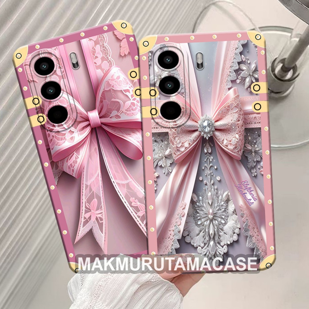 ITEL POWER 70 / P70 P65 P40 Softcase Case Pink Girls Ribbon Frame Motif Case - Girls Case - Silicone