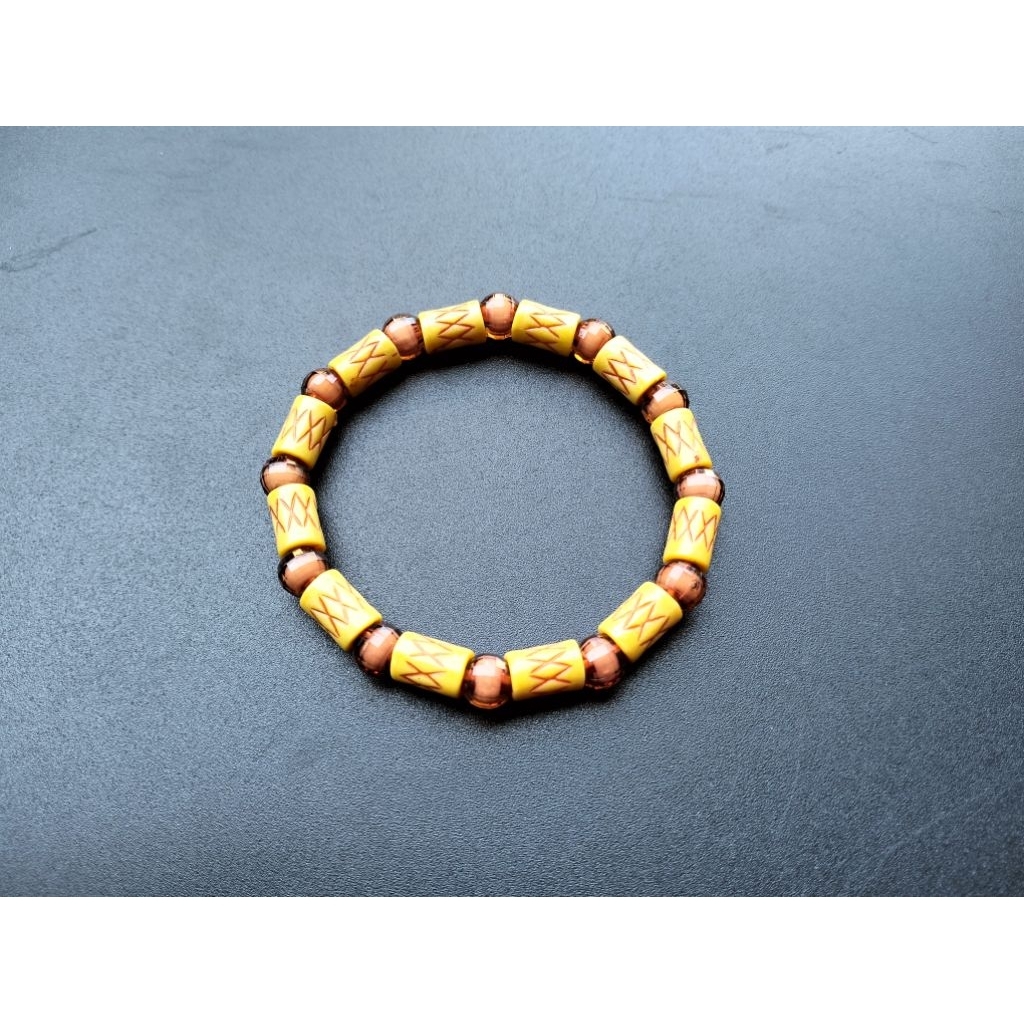 G567 8MM WOODEN PATTERN BROWN ACRYLIC BRACELET สําหรับผู้ชายและผู้หญิง