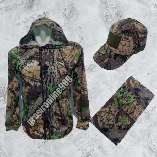 Kaos berburu motif mossy oak satu set paket
