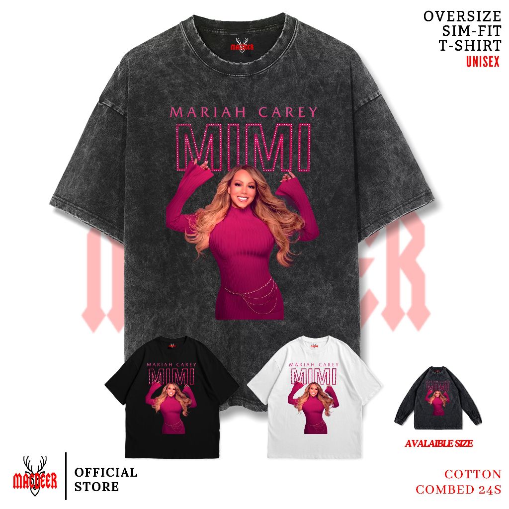 MACDEER MARIAH CAREY Oversize slimfit ล้างเสื้อยืดแขนยาวสีดําสีขาว CAREY-6