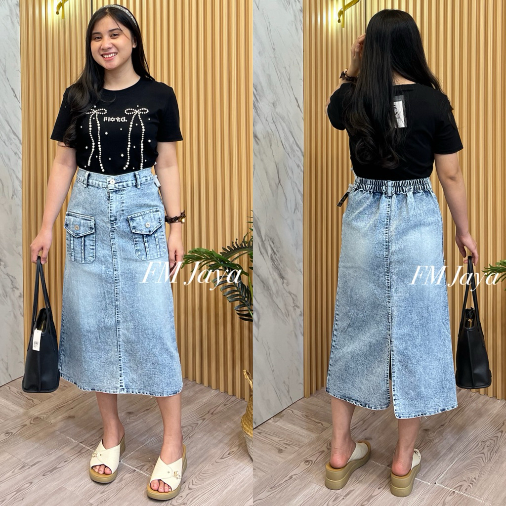 WOMENS JEANS SKIRT 2701-8 / MIDI JEANS SKIRT / LONG SPAN JEANS SKIRT / MIDI JEANS SKIRT
