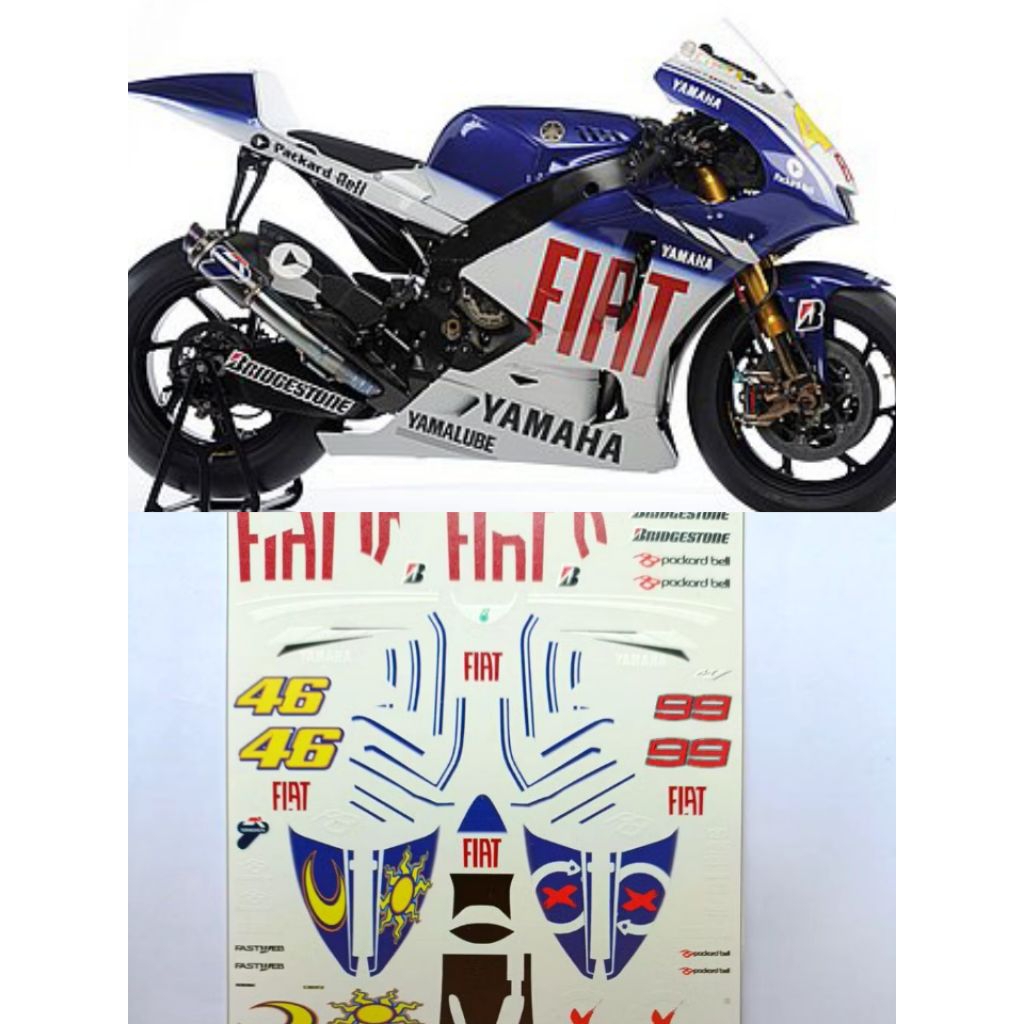 รูปลอก Yamaha YZR M1 2009 1/12, รูปลอก Rossi 2009 ไม่มี Precut