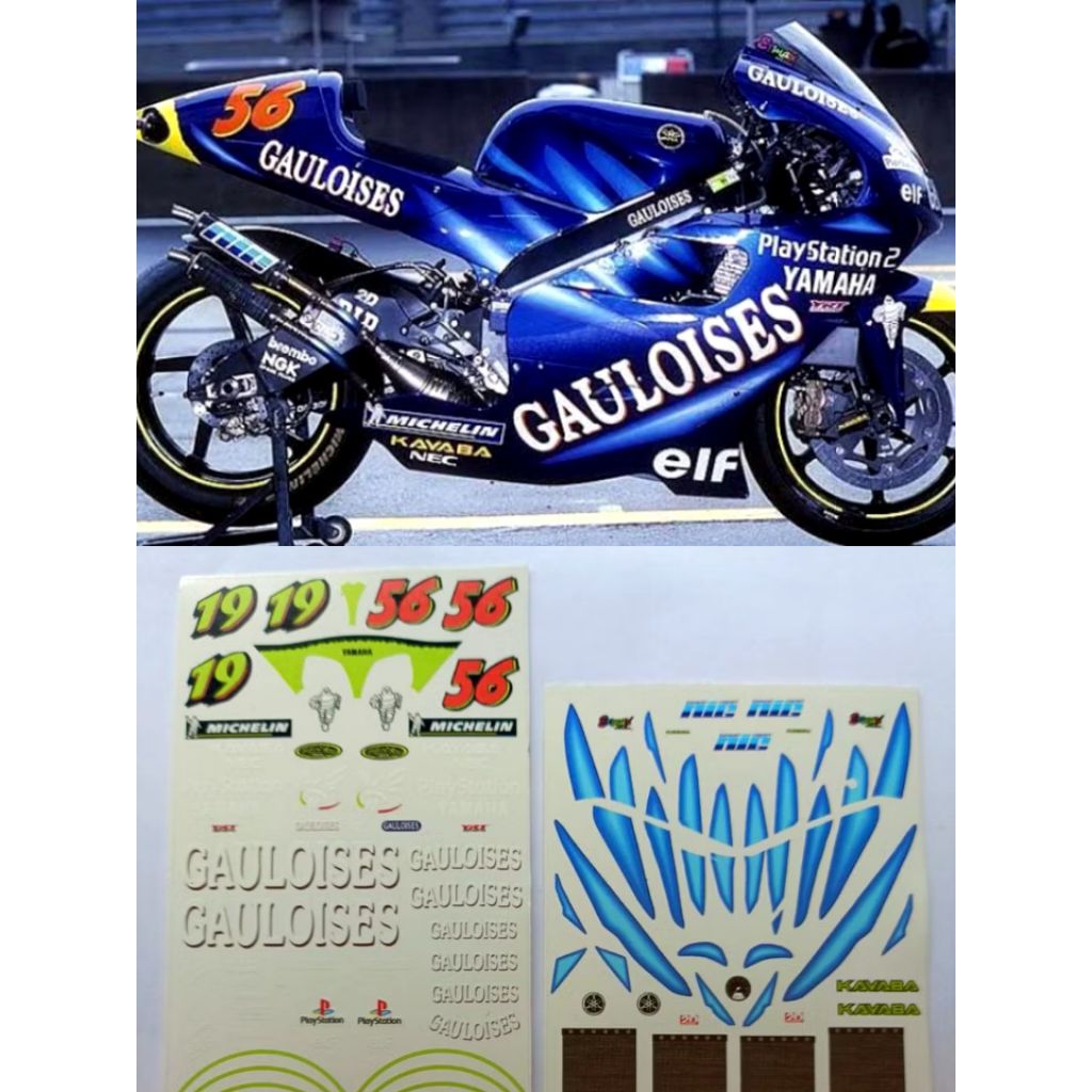 รูปลอก Tamiya Yamaha YZR500 2001 Gawaises 1/12, รูปลอกไม่ตัดล่วงหน้า