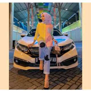 MASAYU - KEMEJA RAINBOW PASTEL PELANGI GARIS SALUR KOMBINASI OVERSIZE