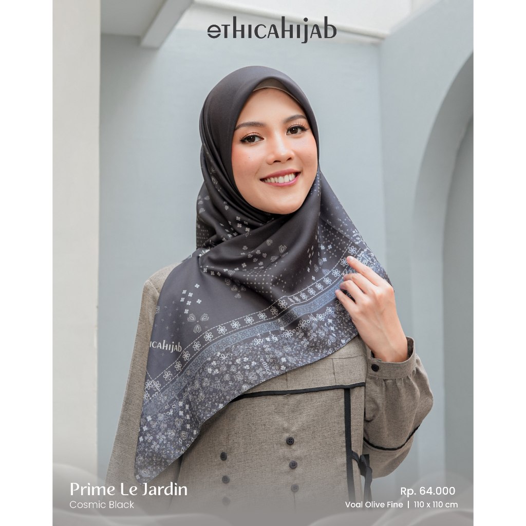 Ethica Official Store Prime Le Jardin Motif Square Hijab