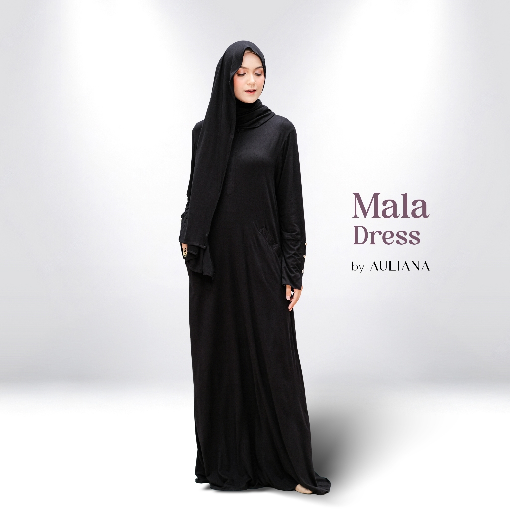 AULIA - Mala Dress Abaya Batwing Rayon Spandex Premium, Busui Friendly, แขนกระดุมทอง, เท่ๆ