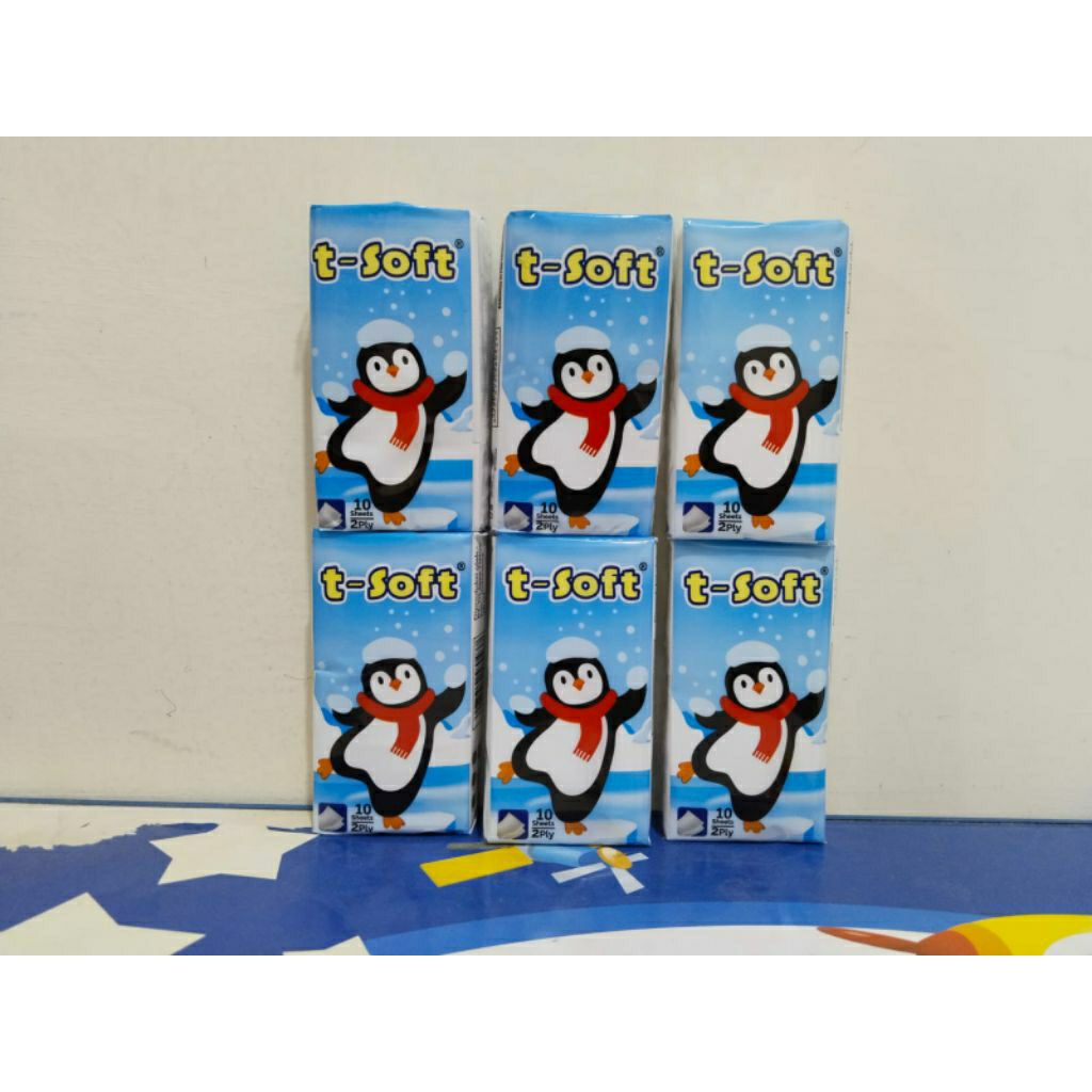TSoft Tissue 1 PACK CONTENTS 6 PC Pocket Hanky Tissue 2Ply 10 แผ่น T-Soft T Soft