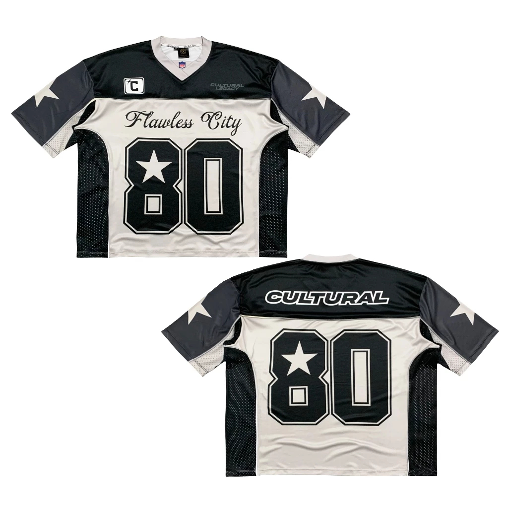 ผู้ชายและผู้หญิง Boxy V คอ Streetwear Vintage Y2k Dryfit Jersey - Flawless City