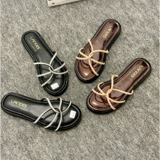 LANOES Sandal Wanita Teplek Daily Pijakan Empuk Model Kekinian Terbaru Cantik Elegant Permata Blink