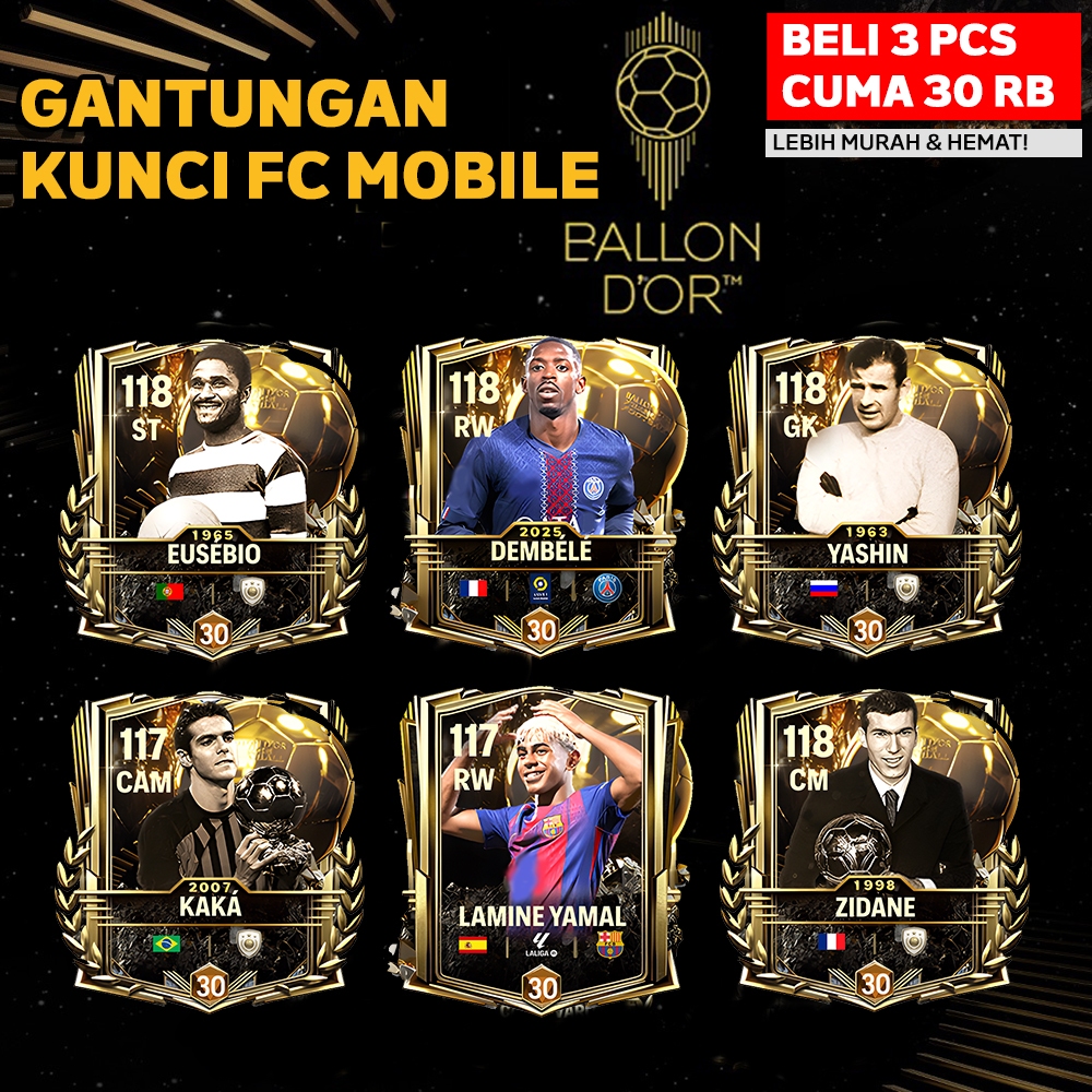 GANTUNGAN พวงกุญแจนักฟุตบอล FC Mobile Balloon Dor พวงกุญแจอุปกรณ์เสริมอะคริลิค