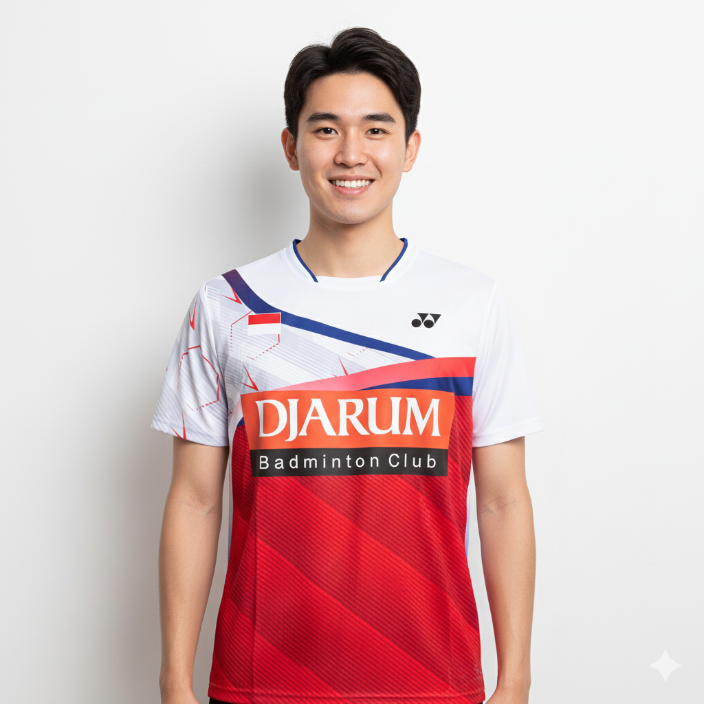 เสื้อแบดมินตัน Y2037 RED DJARUM เสื้อแบดมินตันสําหรับผู้ชายและผู้หญิงกีฬา