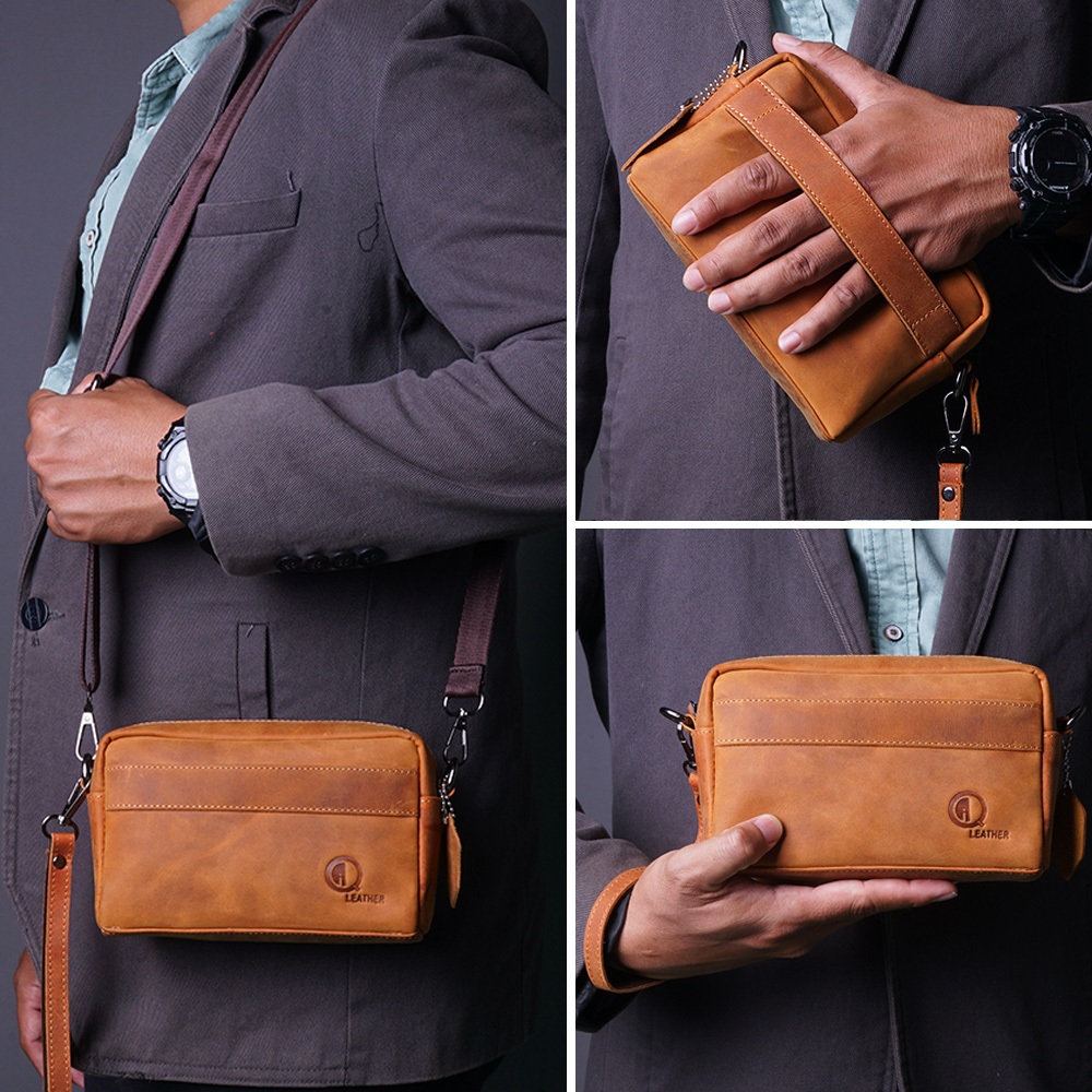 HB14 กระเป๋าถือ/กระเป๋าคลัตช์สําหรับบุรุษและสตรีทําจากกระเป๋ากันน้ําม้าบ้าคุณภาพ