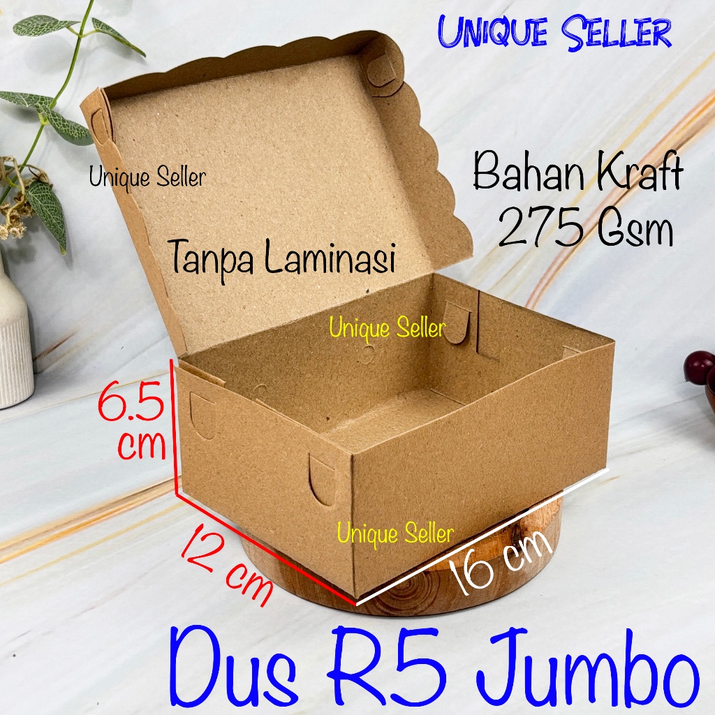 กล่อง R5 Jumbo KRAFT Lace uk 16x12x6.5 KRAFT 275 กรัม/กล่องเค้กกล่องขนมปัง R5k 16x12x6.5 KRAFT 275 G