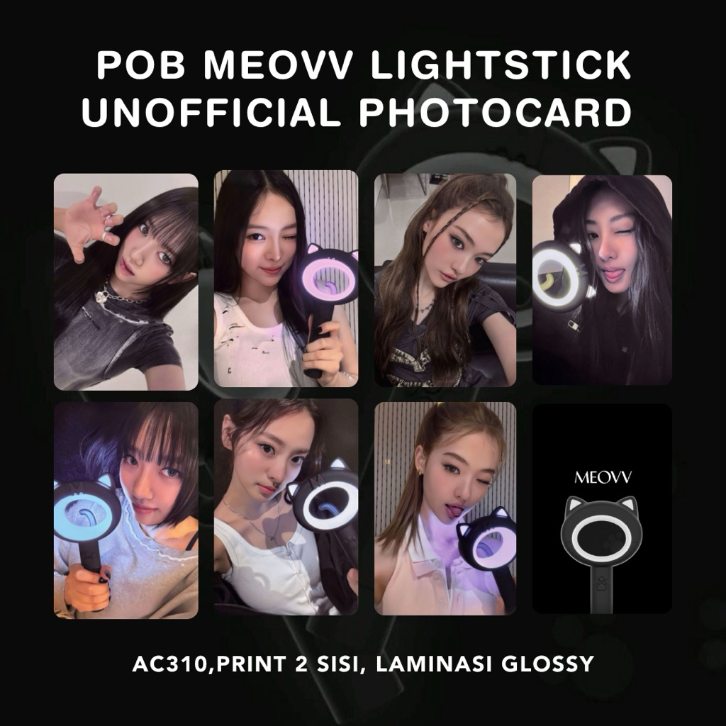 POB MEOWV LIGHTSTICK UNOFFICIAL PHOTOCARD Ella Narin Sooin Gawon Anna ป้ายสีดํา